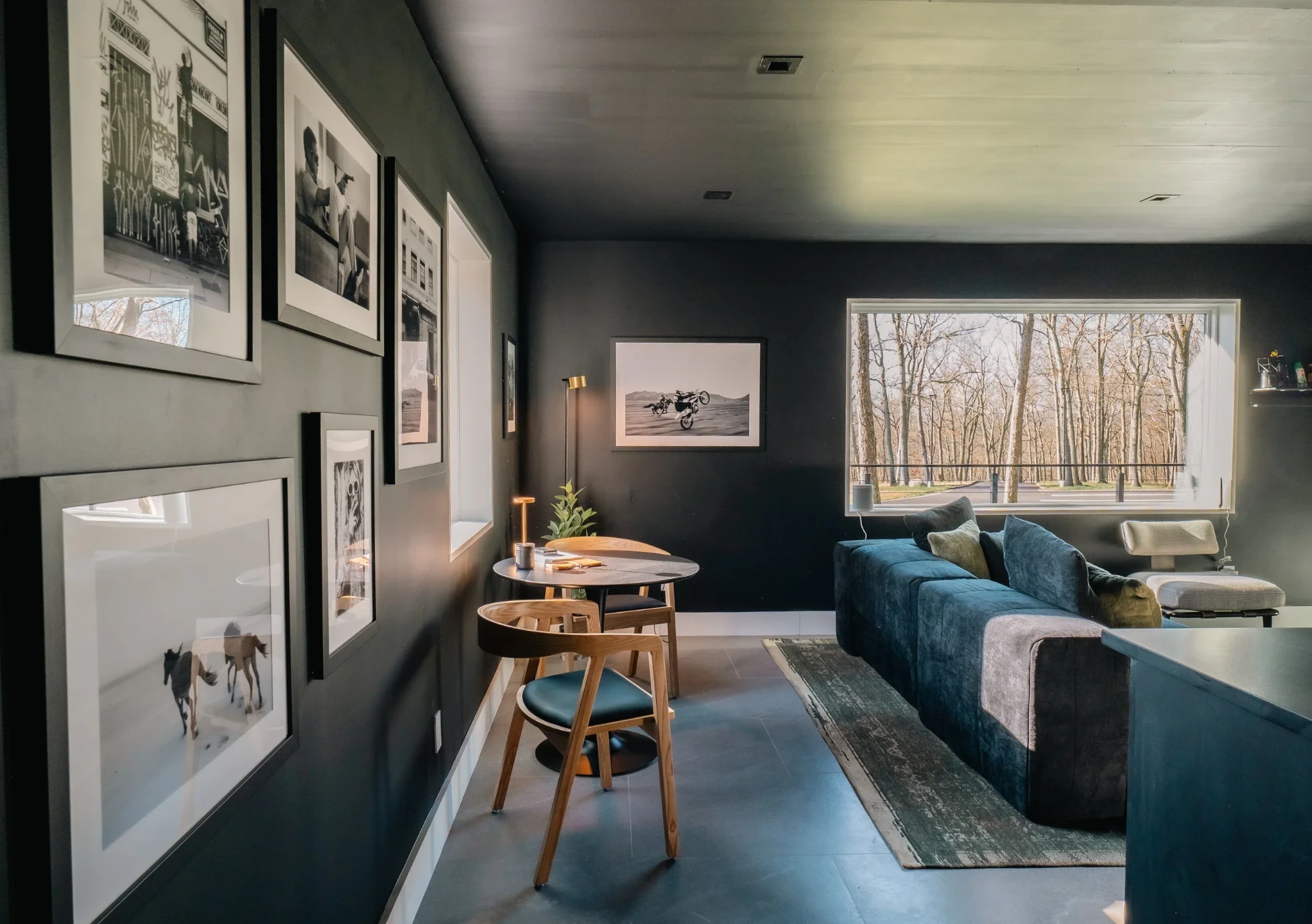 Guest lounge with gallery wall