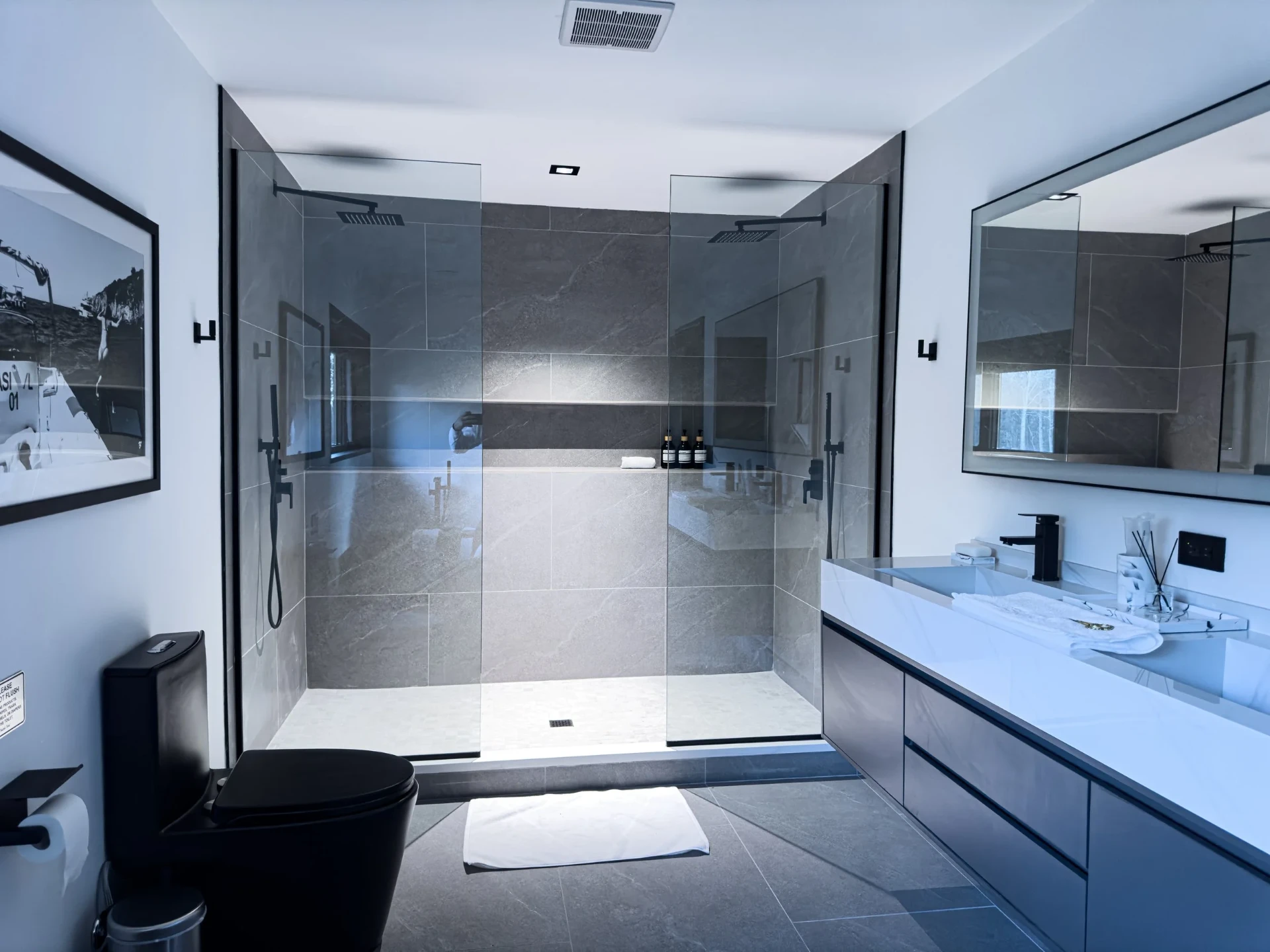 Master bathroom with double rain shower